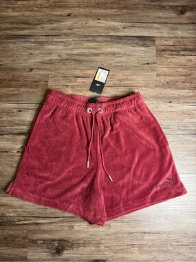 PUMA X FENTY Towel Terry Track Shorts Tam Regal Red $65 NWT Size S